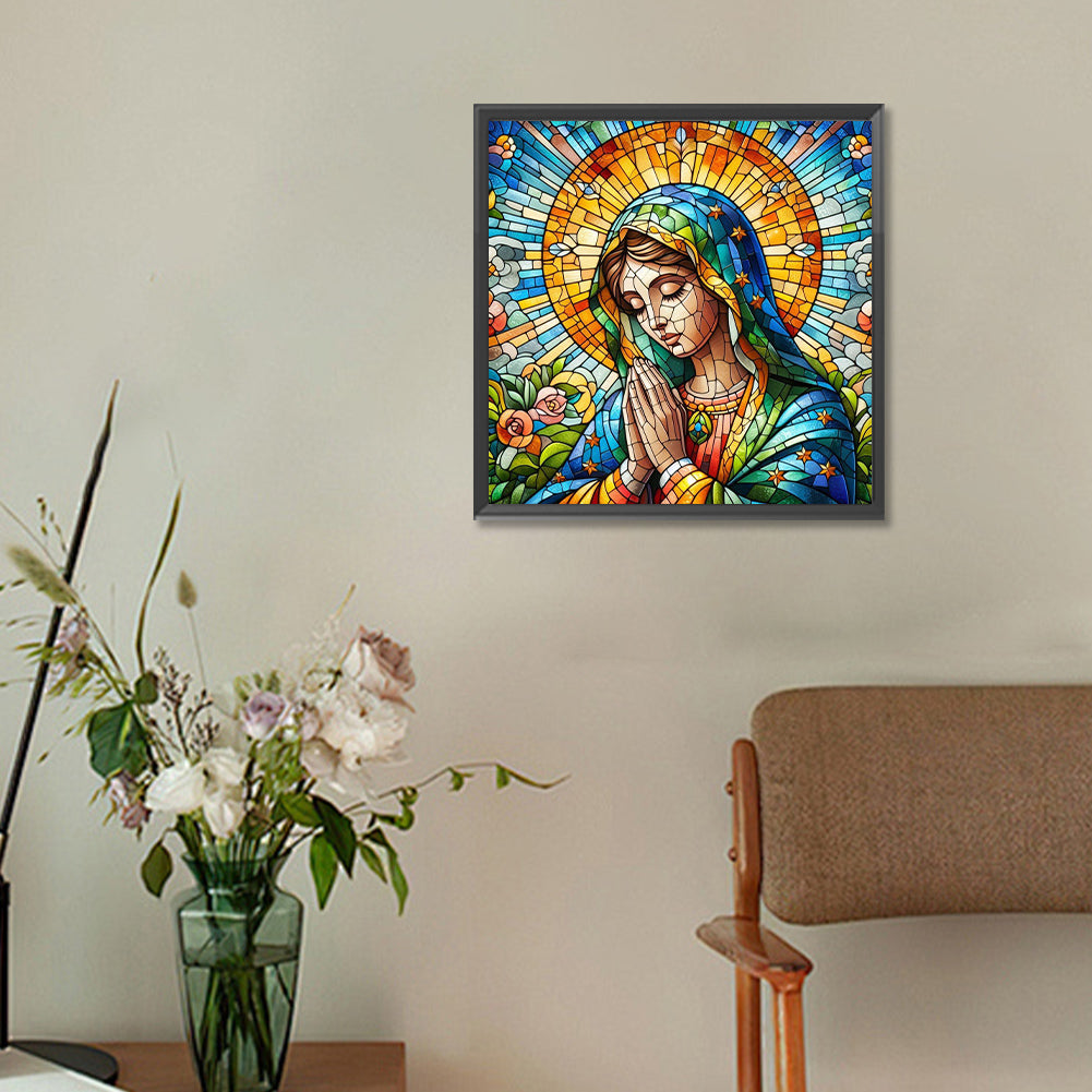 Glass Painting: Madonna In Prayer - Full Round Drill Diamond Painting 30*30CM