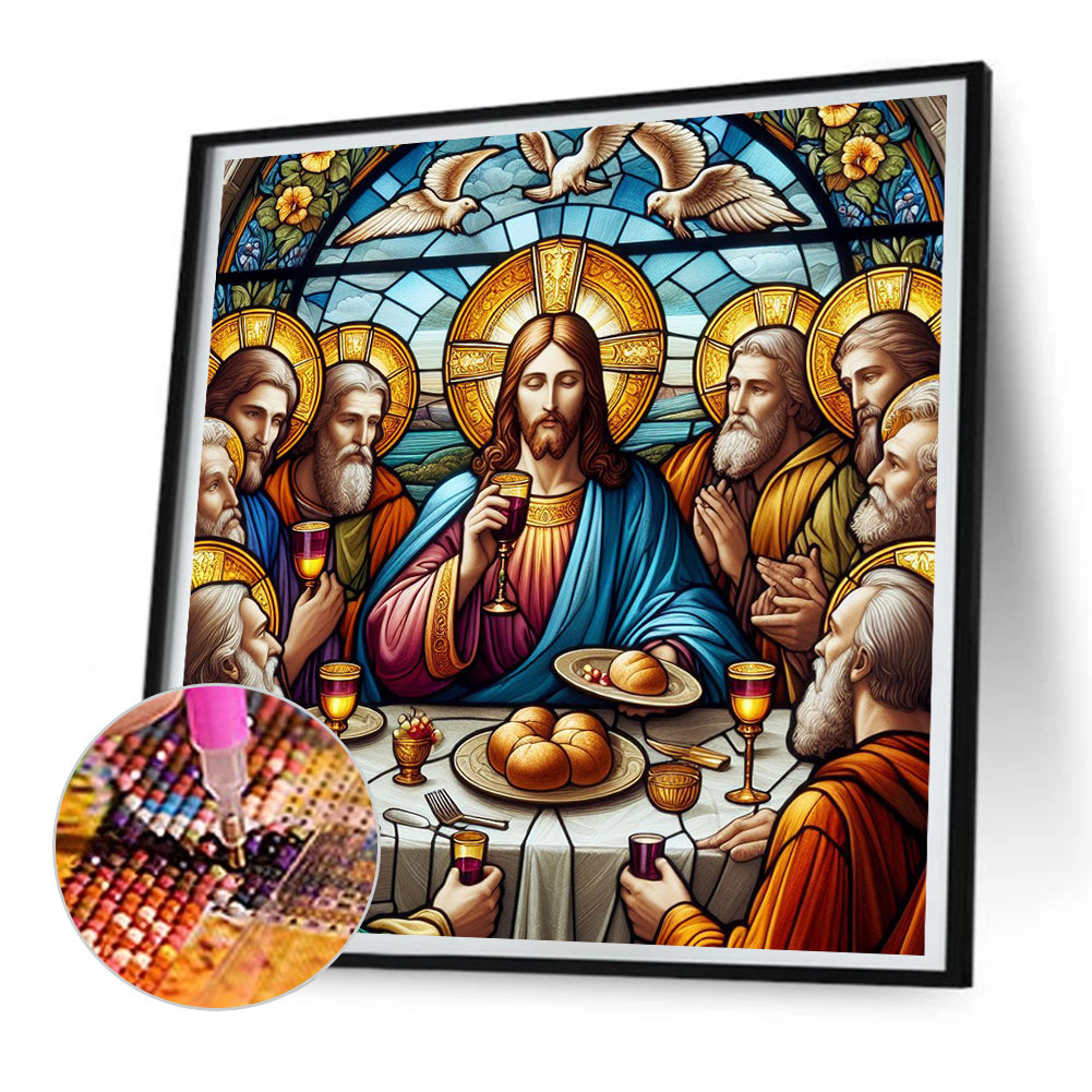 Glass Painting Jesus Supper - Full Round Drill Diamond Painting 30*30CM