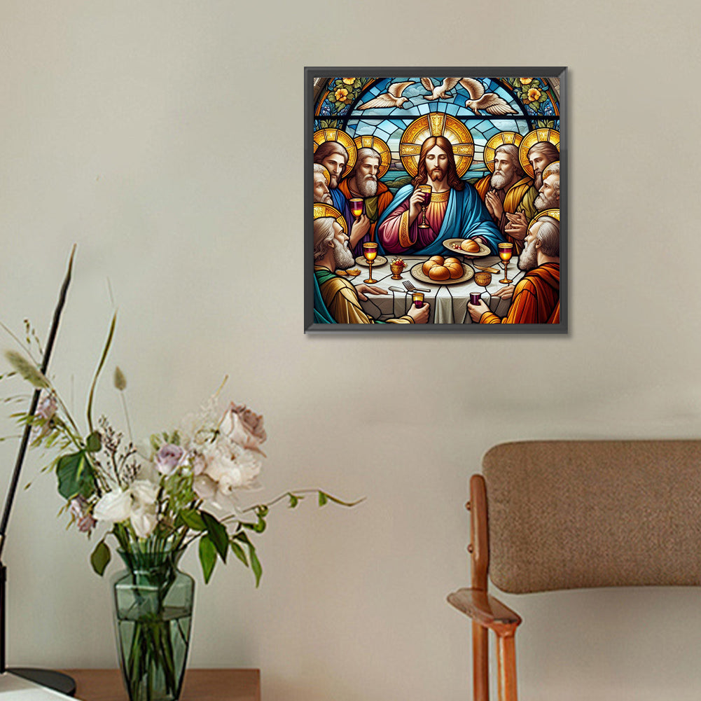 Glass Painting Jesus Supper - Full Round Drill Diamond Painting 30*30CM