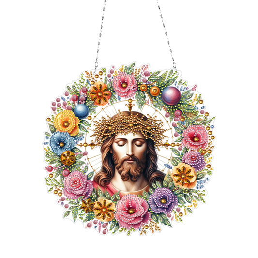 Acrylic Special Shape Jesus Faith Diamond Painting Art Pendants for Wall Window