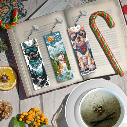 3Pcs Special Shape Hiking Dog Diamond Painting Bookmark for Book Lovers