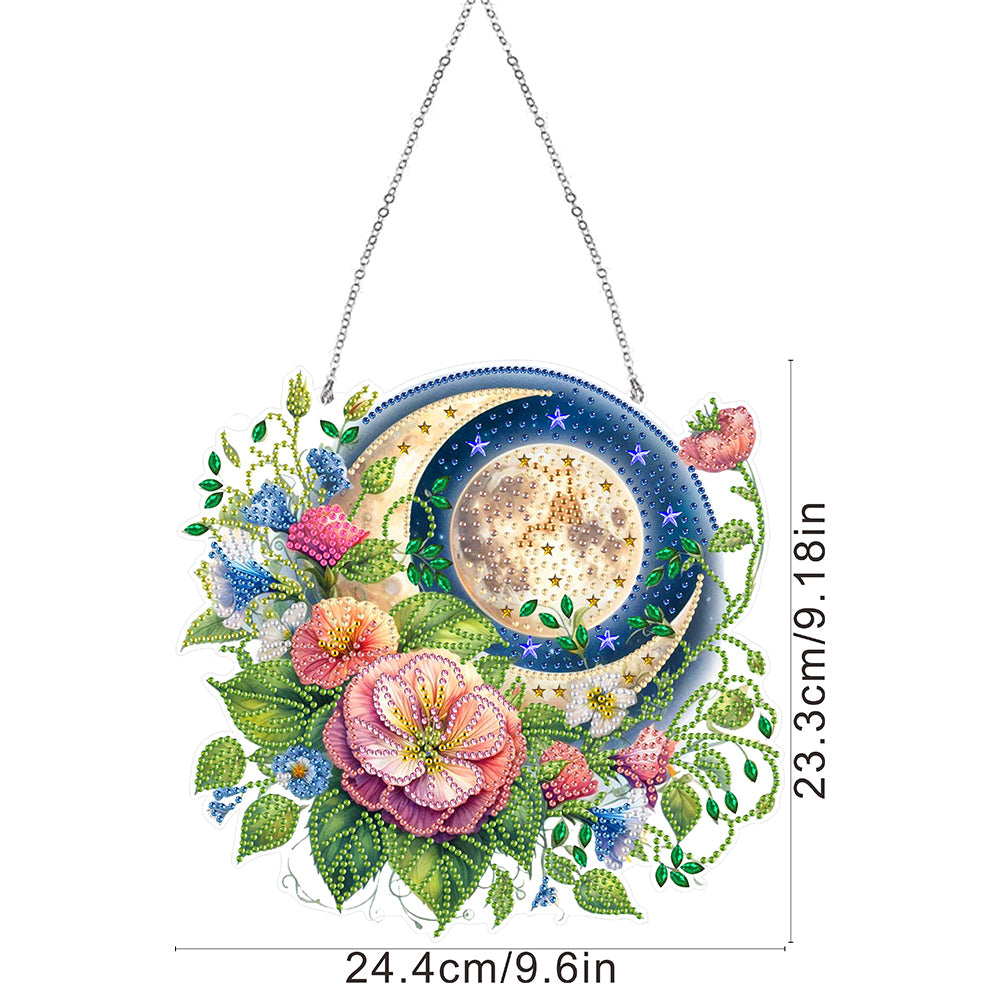 Acrylic Special Shape Sun Moon Flower Diamond Painting Hanging Pendant