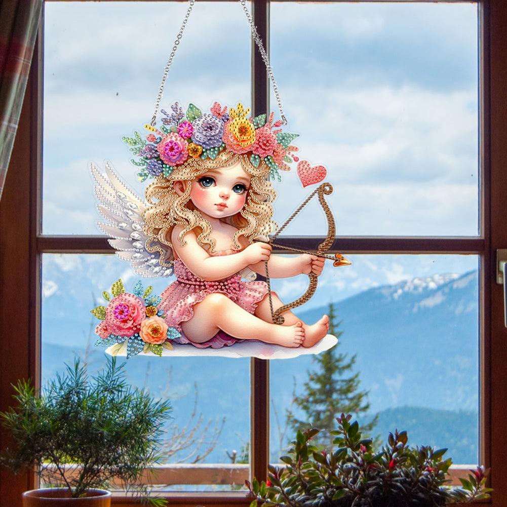 Acrylic Special Shape Angel Girl Cupid Arrow Diamond Painting Hanging Pendant