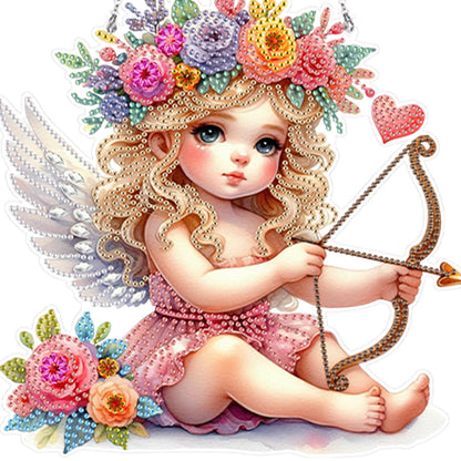 Acrylic Special Shape Angel Girl Cupid Arrow Diamond Painting Hanging Pendant