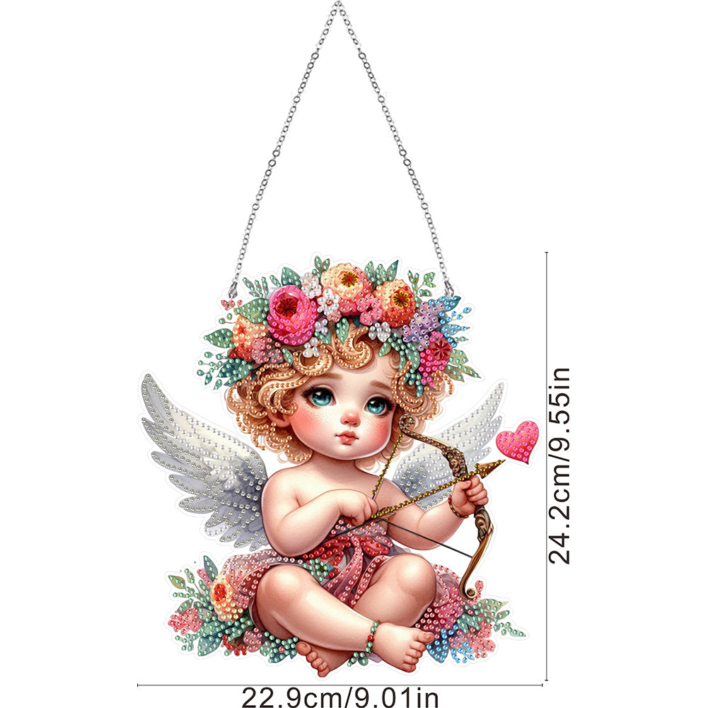 Acrylic Special Shape Angel Girl Cupid Arrow Diamond Painting Hanging Pendant