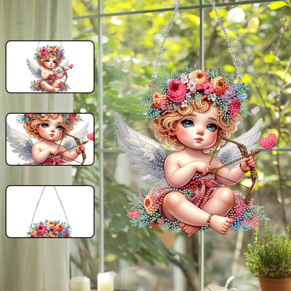 Acrylic Special Shape Angel Girl Cupid Arrow Diamond Painting Hanging Pendant