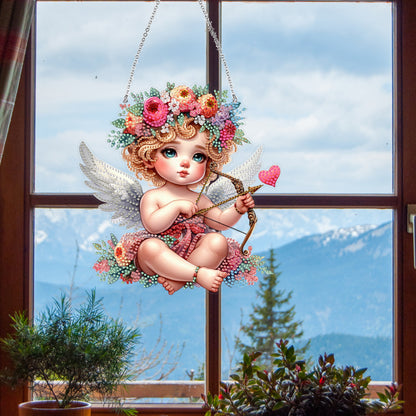 Acrylic Special Shape Angel Girl Cupid Arrow Diamond Painting Hanging Pendant