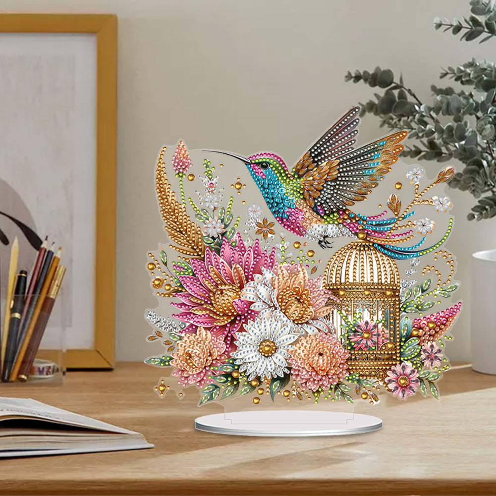 Acrylic Special Shape Bird Flowers Diamond Painting Desktop Ornaments for Decor