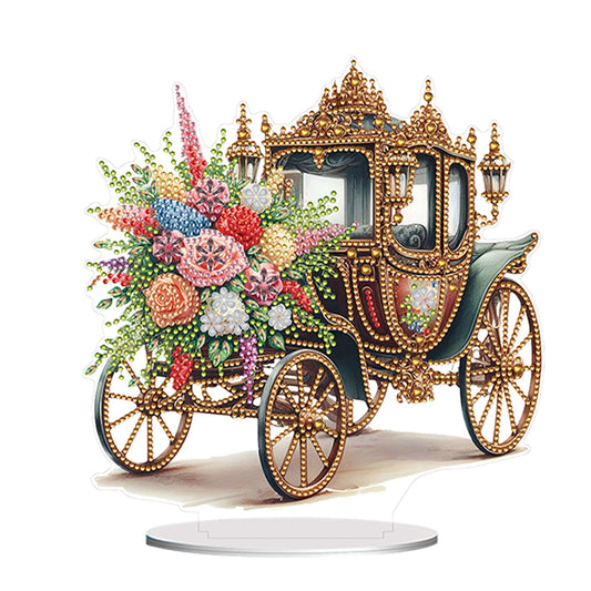 Acrylic Special Shape Flower Carriage Diamond Painting Desktop Ornaments