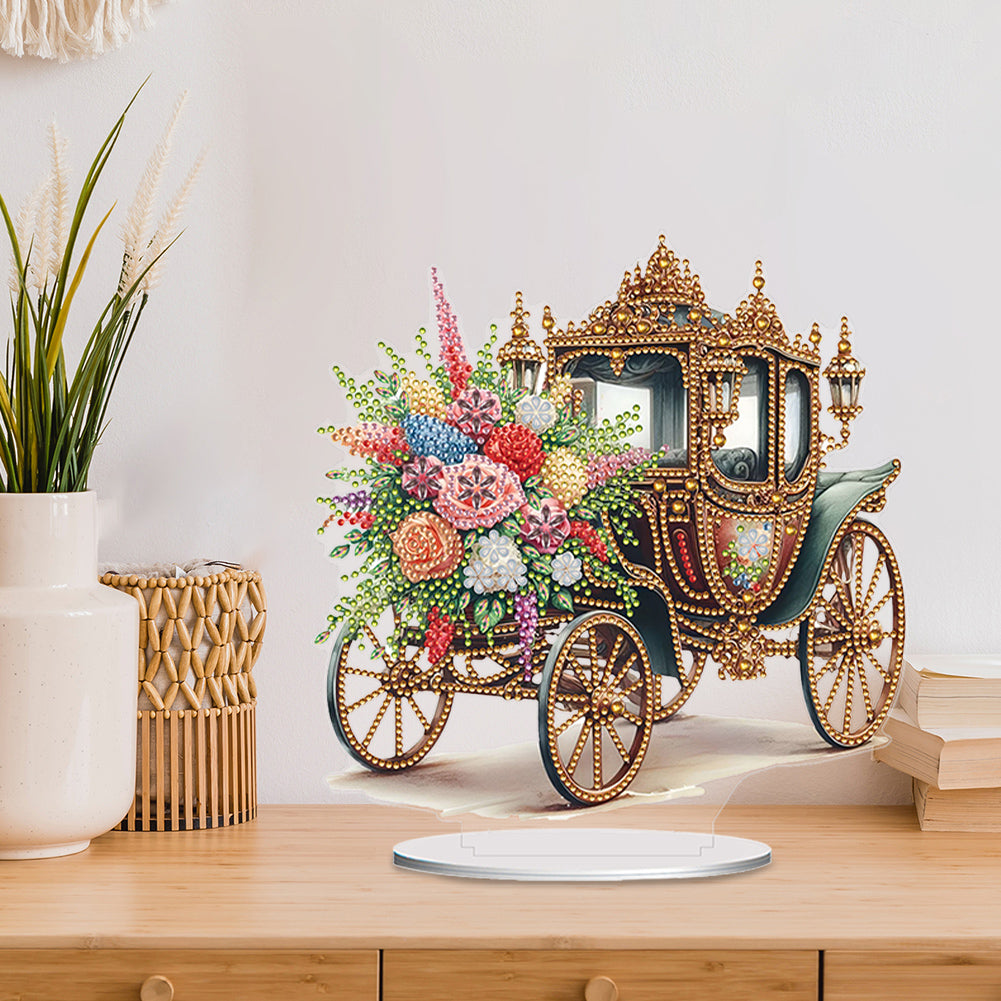 Acrylic Special Shape Flower Carriage Diamond Painting Desktop Ornaments