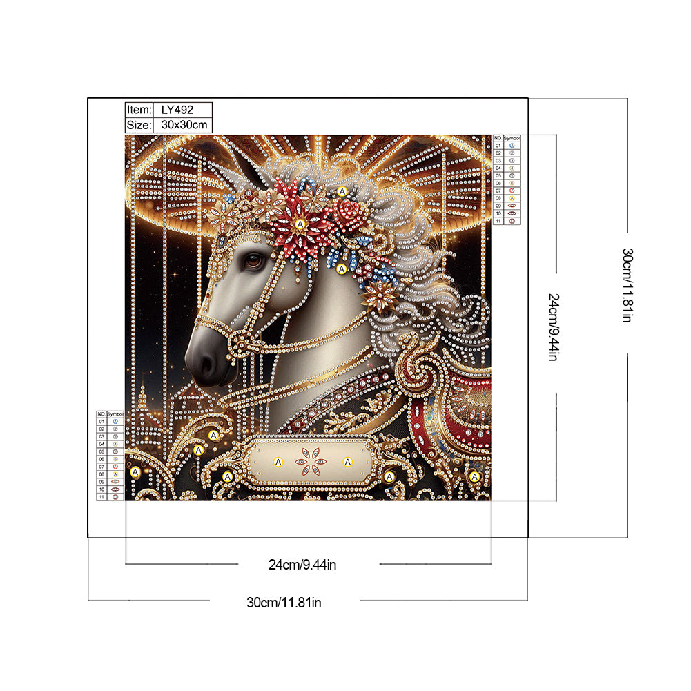 Metal Unicorn - Partial Special-Shaped Drill Diamond Painting 30*30CM