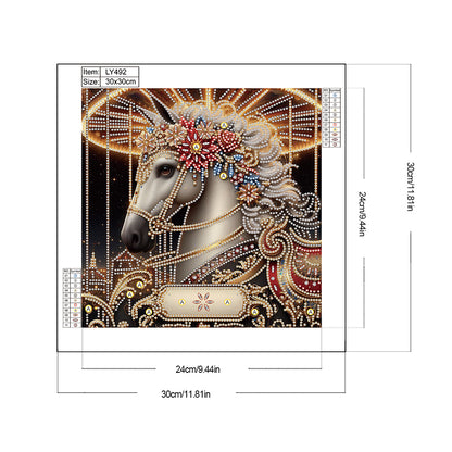 Metal Unicorn - Partial Special-Shaped Drill Diamond Painting 30*30CM