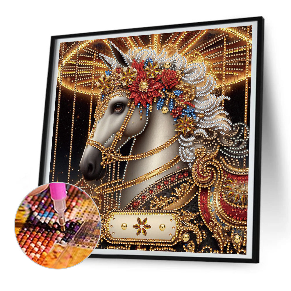 Metal Unicorn - Partial Special-Shaped Drill Diamond Painting 30*30CM