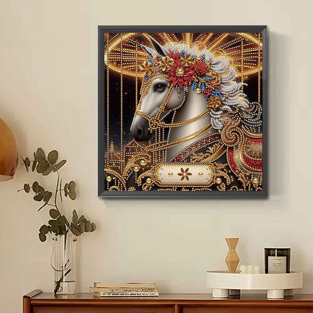 Metal Unicorn - Partial Special-Shaped Drill Diamond Painting 30*30CM