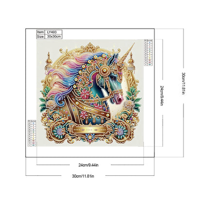Metal Unicorn - Partial Special-Shaped Drill Diamond Painting 30*30CM
