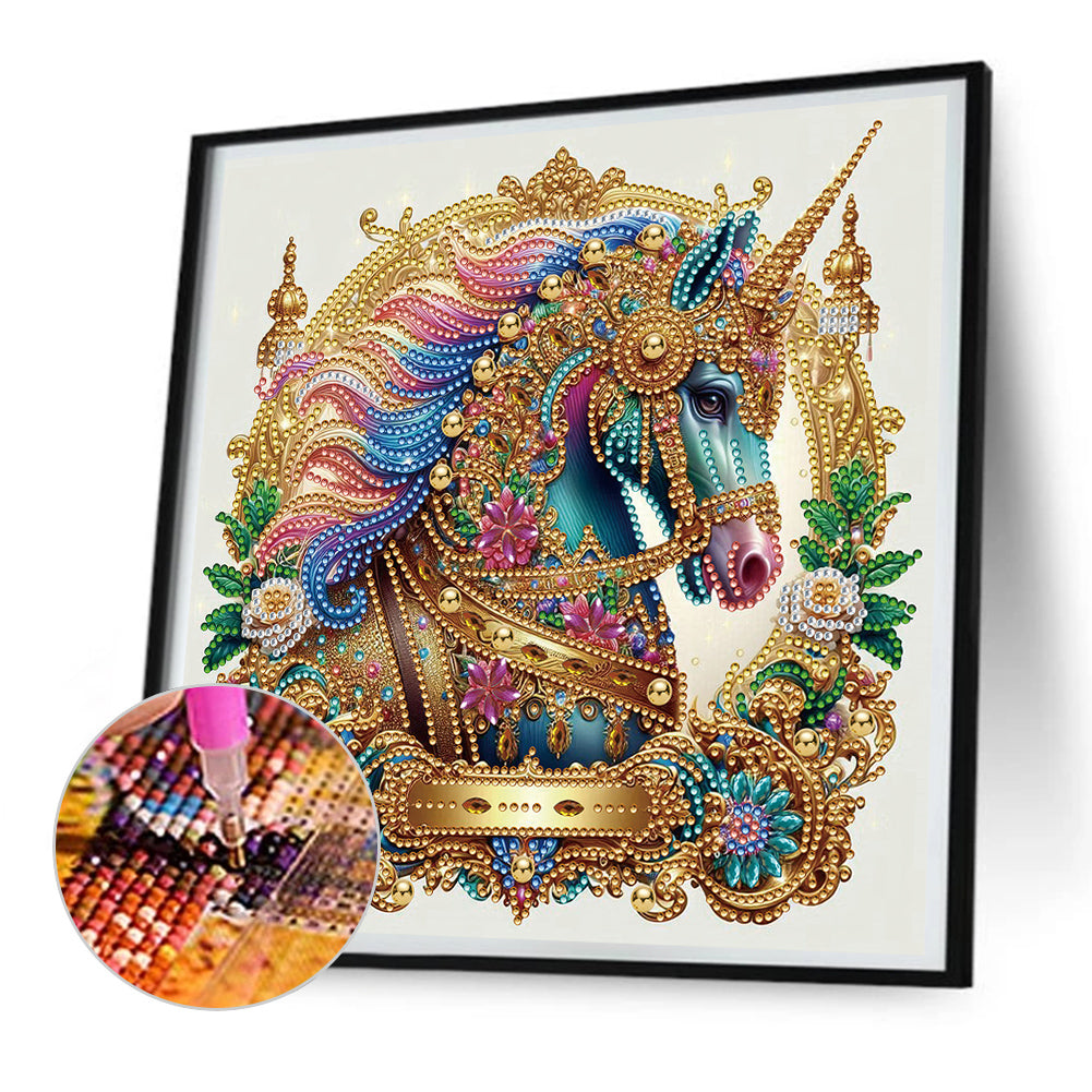 Metal Unicorn - Partial Special-Shaped Drill Diamond Painting 30*30CM