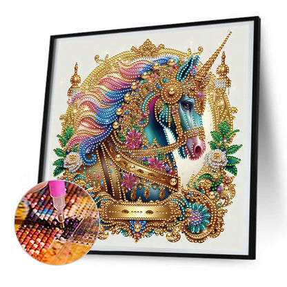 Metal Unicorn - Partial Special-Shaped Drill Diamond Painting 30*30CM