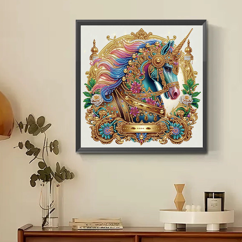 Metal Unicorn - Partial Special-Shaped Drill Diamond Painting 30*30CM