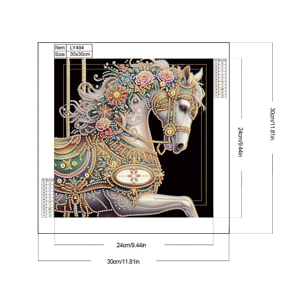 Metal Unicorn - Partial Special-Shaped Drill Diamond Painting 30*30CM