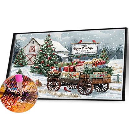 Snow Scene House Street - Full Round Drill Diamond Painting 40*30CM