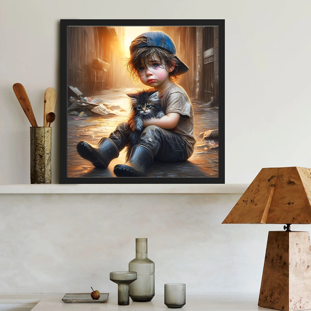 Cute Little Boy - Full Round Drill Diamond Painting 40*40CM