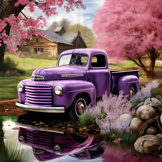 Village Classic Car Scenery - Full Round Drill Diamond Painting 30*30CM