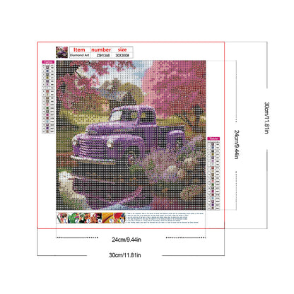 Village Classic Car Scenery - Full Round Drill Diamond Painting 30*30CM