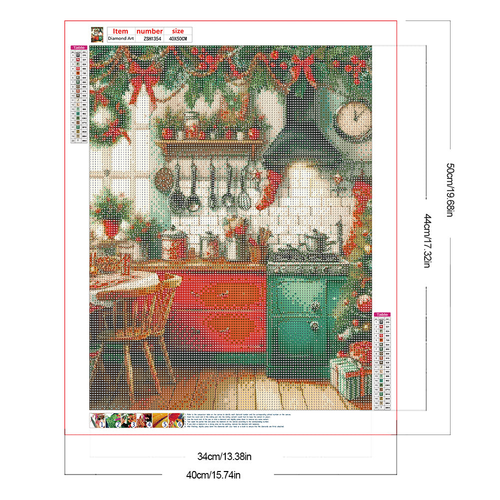 Christmas Atmosphere Kitchen - Full Round Drill Diamond Painting 40*50CM