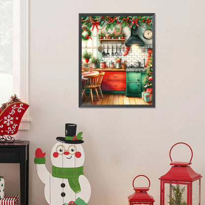 Christmas Atmosphere Kitchen - Full Round Drill Diamond Painting 40*50CM