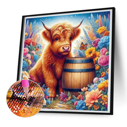 Flowers And Little Yak - Full Round Drill Diamond Painting 30*30CM