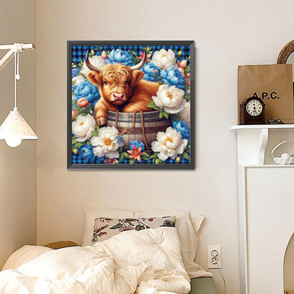 Flowers And Little Yak - Full Round Drill Diamond Painting 30*30CM