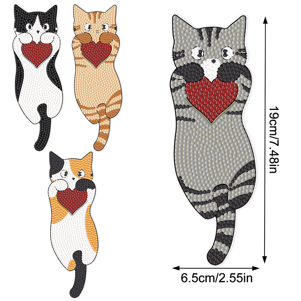 4Pcs Cat DIY Diamond Painting Bookmarks Making Kit Diamond Art Bookmark