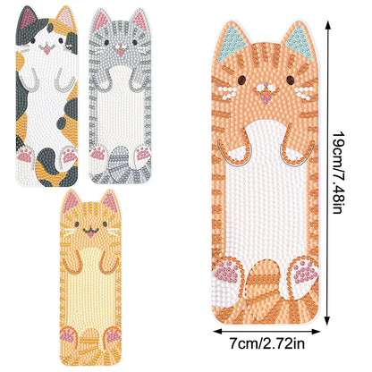 4Pcs Cat DIY Diamond Painting Bookmarks Making Kit Diamond Art Bookmark