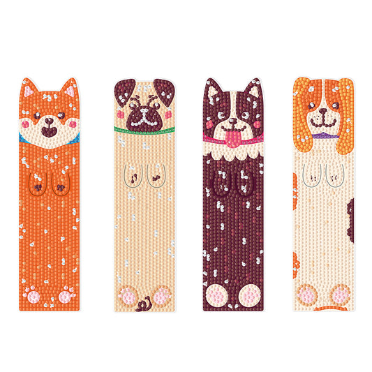 4Pcs Dog DIY Diamond Painting Bookmarks Making Kit Diamond Art Bookmark