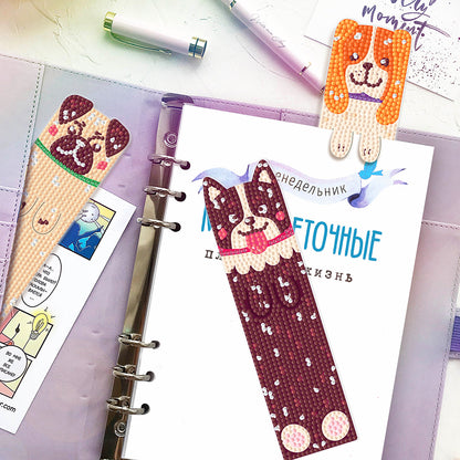 4Pcs Dog DIY Diamond Painting Bookmarks Making Kit Diamond Art Bookmark