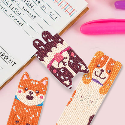 4Pcs Dog DIY Diamond Painting Bookmarks Making Kit Diamond Art Bookmark