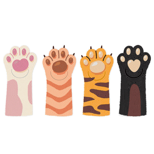 4Pcs Cat Paw DIY Diamond Painting Bookmarks Making Kit Diamond Art Bookmark