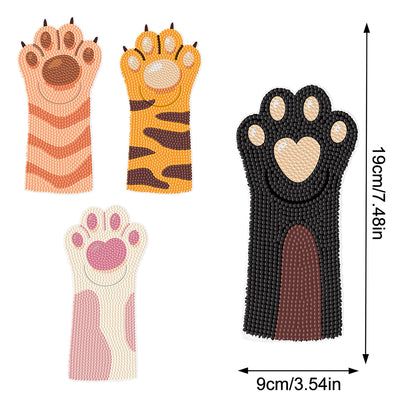 4Pcs Cat Paw DIY Diamond Painting Bookmarks Making Kit Diamond Art Bookmark