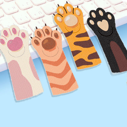 4Pcs Cat Paw DIY Diamond Painting Bookmarks Making Kit Diamond Art Bookmark