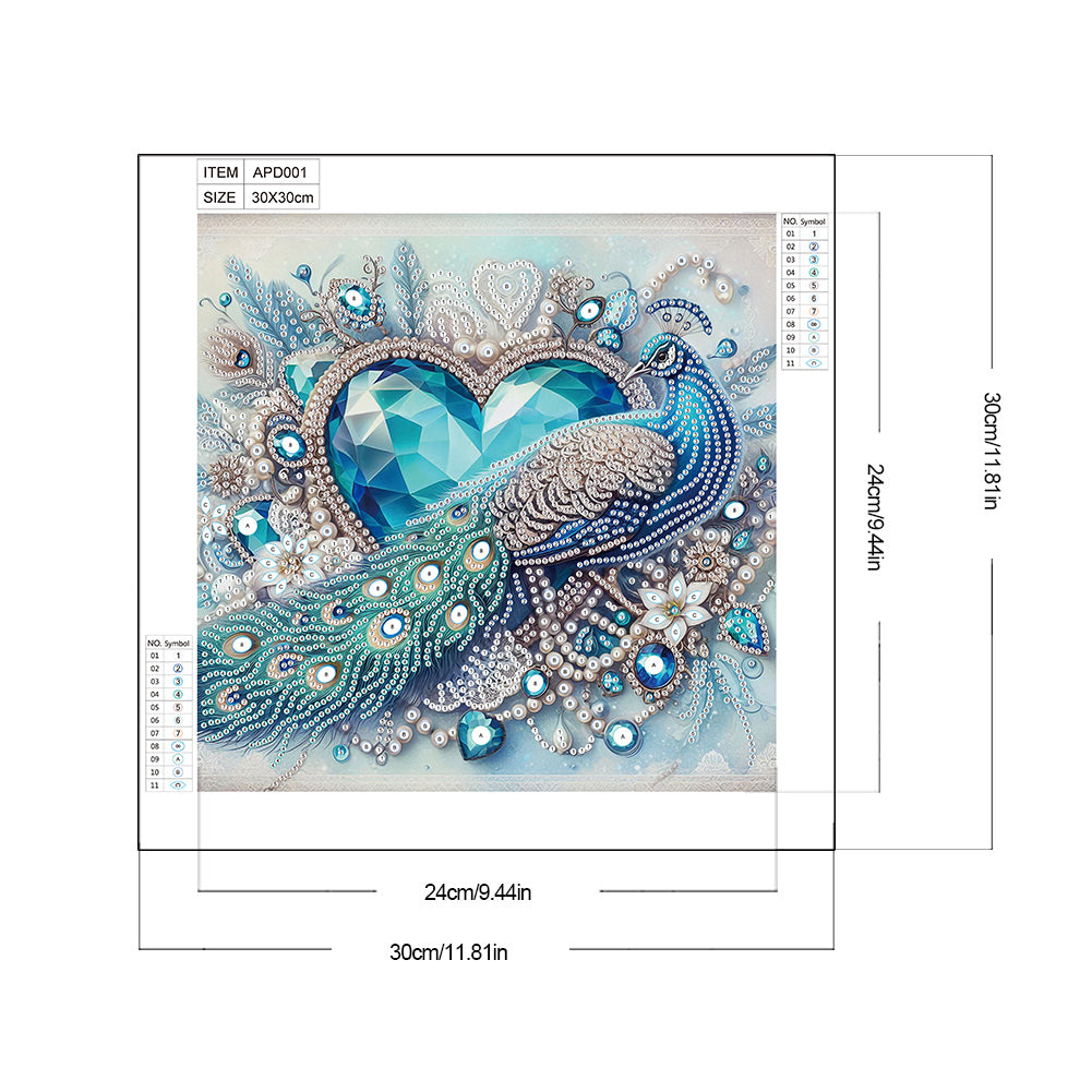 Love Peacock - Partial Special-Shaped Drill Diamond Painting 30*30CM