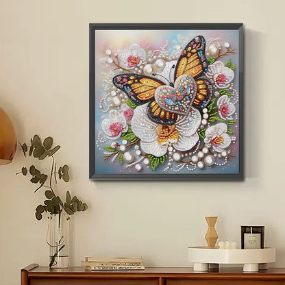 Orchid Love Butterfly - Partial Special-Shaped Drill Diamond Painting 30*30CM