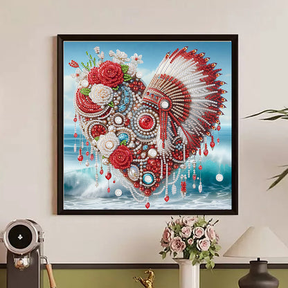 Rose Indian Heart Headdress - Partial Special-Shaped Drill Diamond Painting 30*30CM