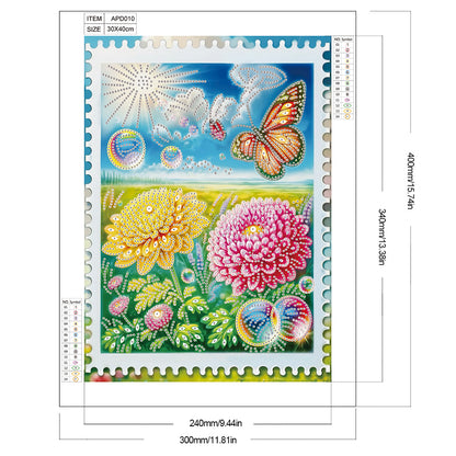 Chrysanthemum Lawn Butterfly - Partial Special-Shaped Drill Diamond Painting 30*40CM