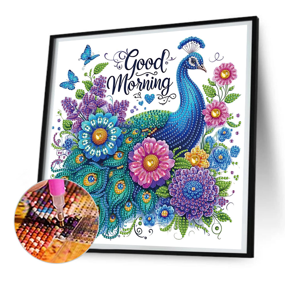 Good Morning Peacock - Partial Special-Shaped Drill Diamond Painting 30*30CM