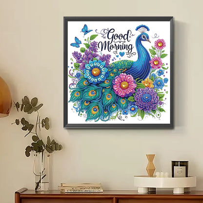 Good Morning Peacock - Partial Special-Shaped Drill Diamond Painting 30*30CM