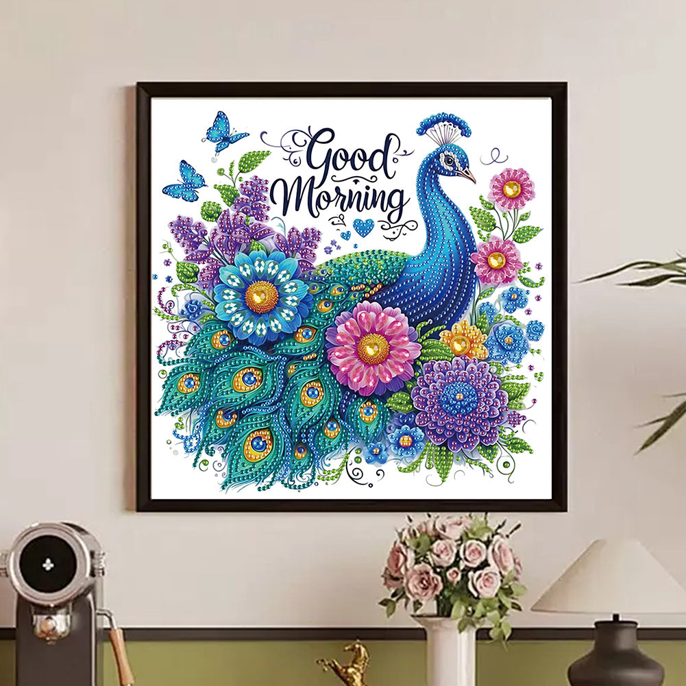 Good Morning Peacock - Partial Special-Shaped Drill Diamond Painting 30*30CM