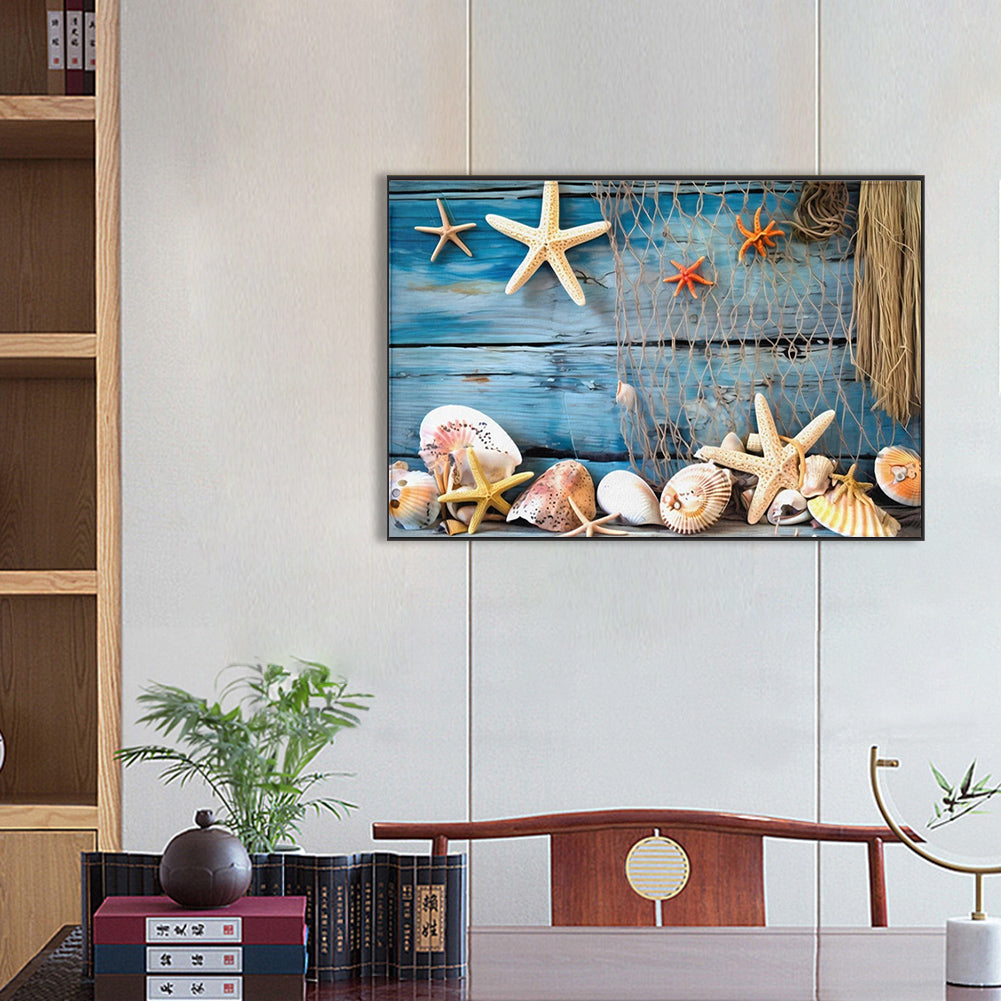 Rope Net Starfish - Full Round Drill Diamond Painting 40*60CM