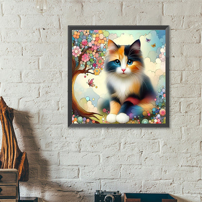 Geometric Tree Liquid Cat - Full Round Drill Diamond Painting 40*40CM