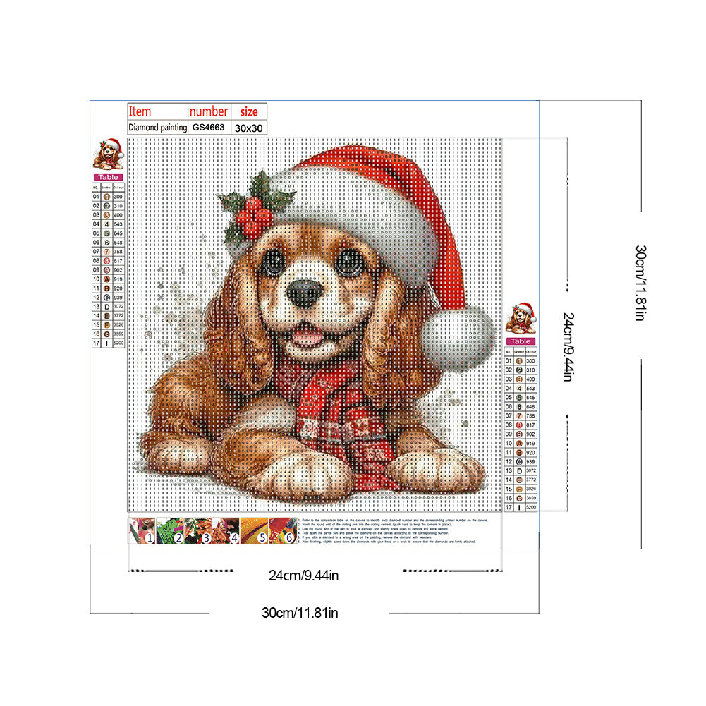 Christmas Puppy - Full Round Drill Diamond Painting 30*30CM