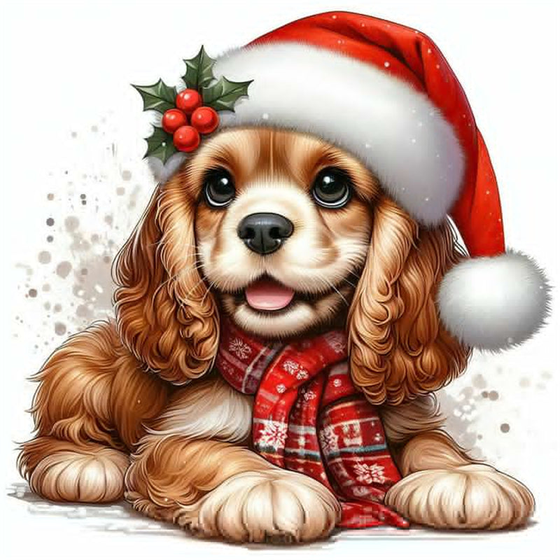 Christmas Puppy - Full Round Drill Diamond Painting 30*30CM